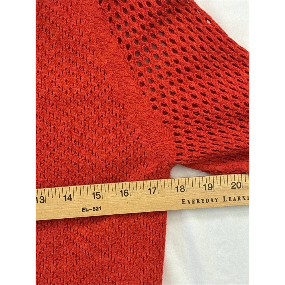 prAana Cedar Cowl Neck Cotton Wool Open Knit Pullover Sweater Orange Red Small - Picture 5 of 14